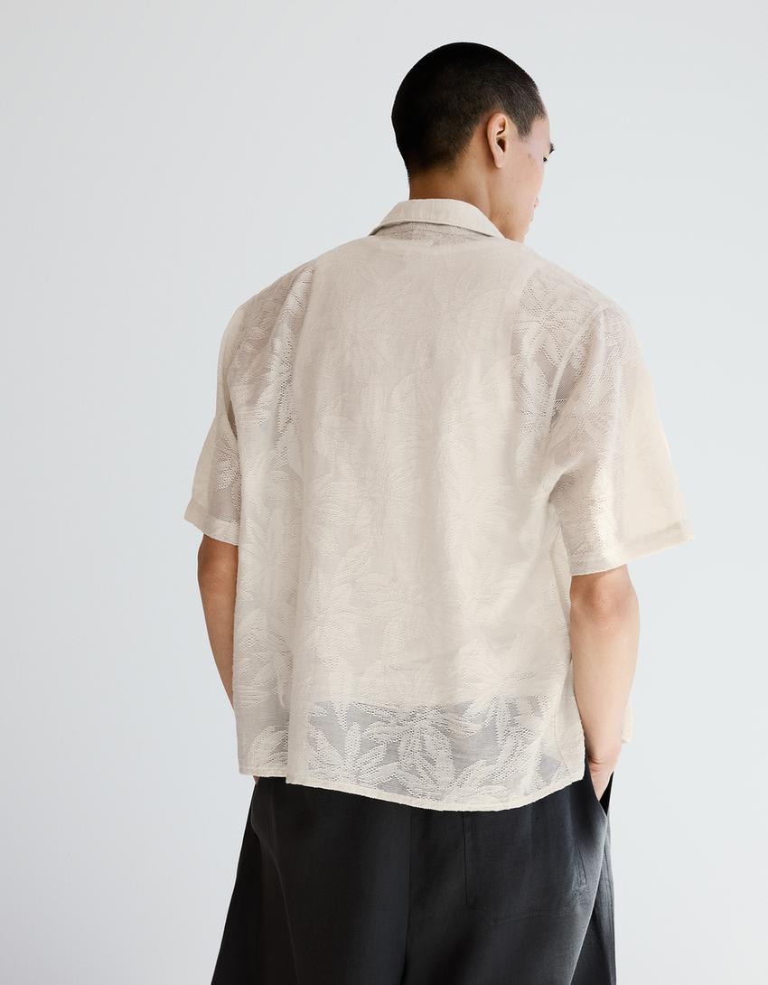 Short sleeve rustic shirt-Sand