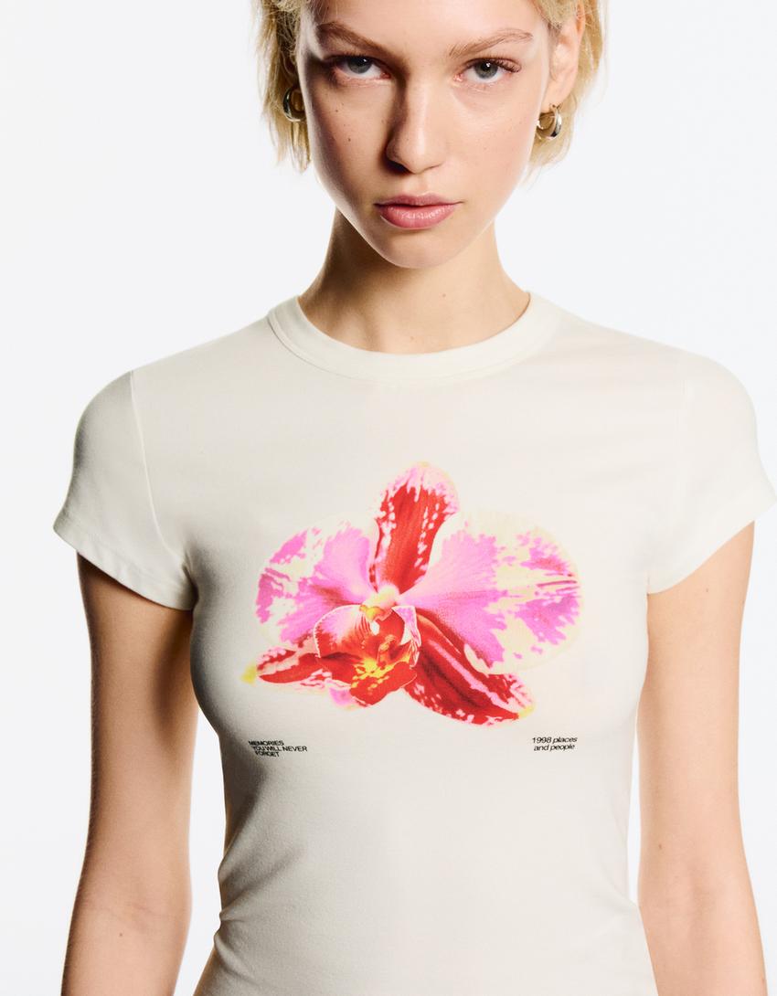 T-Shirt mit Print-Rosa-2