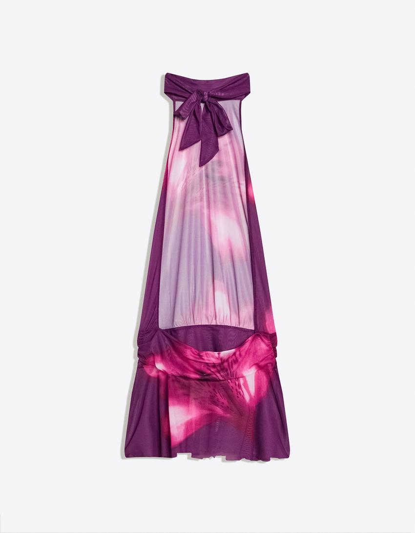 Mesh dress with open back-Violet