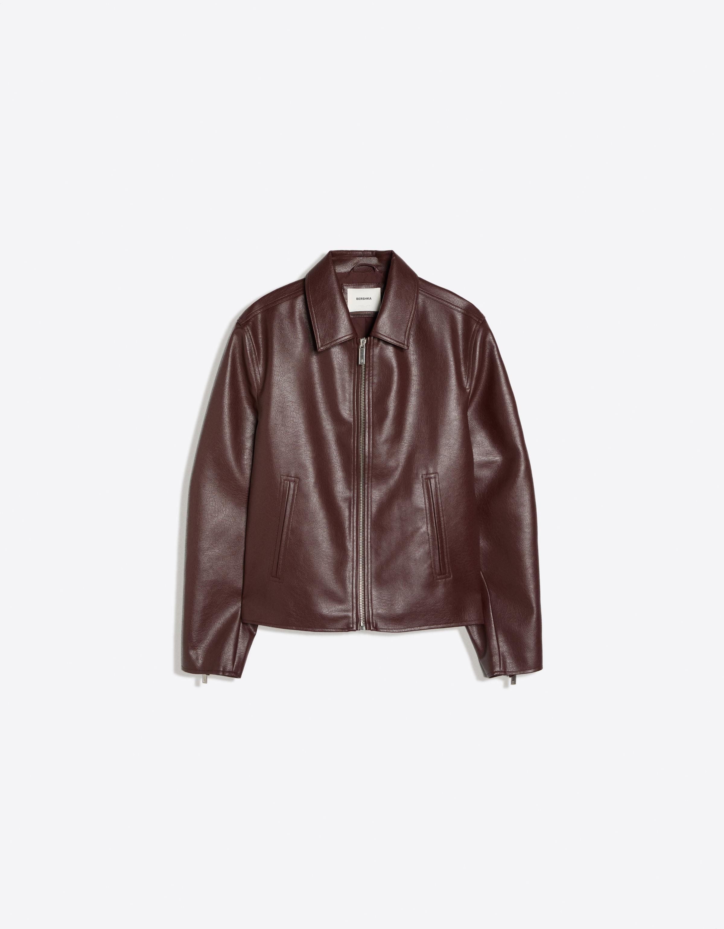 Faux leather boxy jacket - Men | Bershka