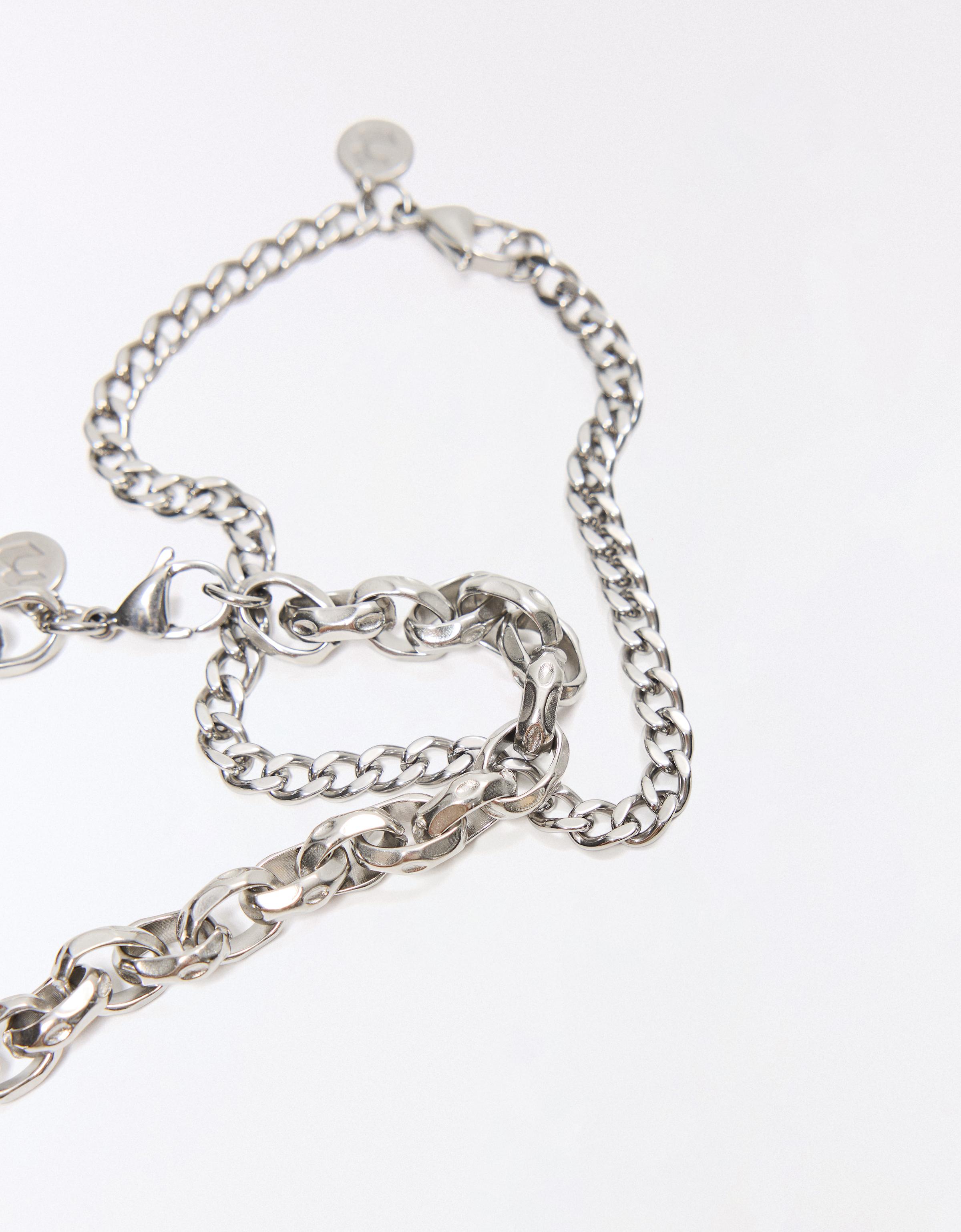 Pack of 2 steel chain bracelets — Silver