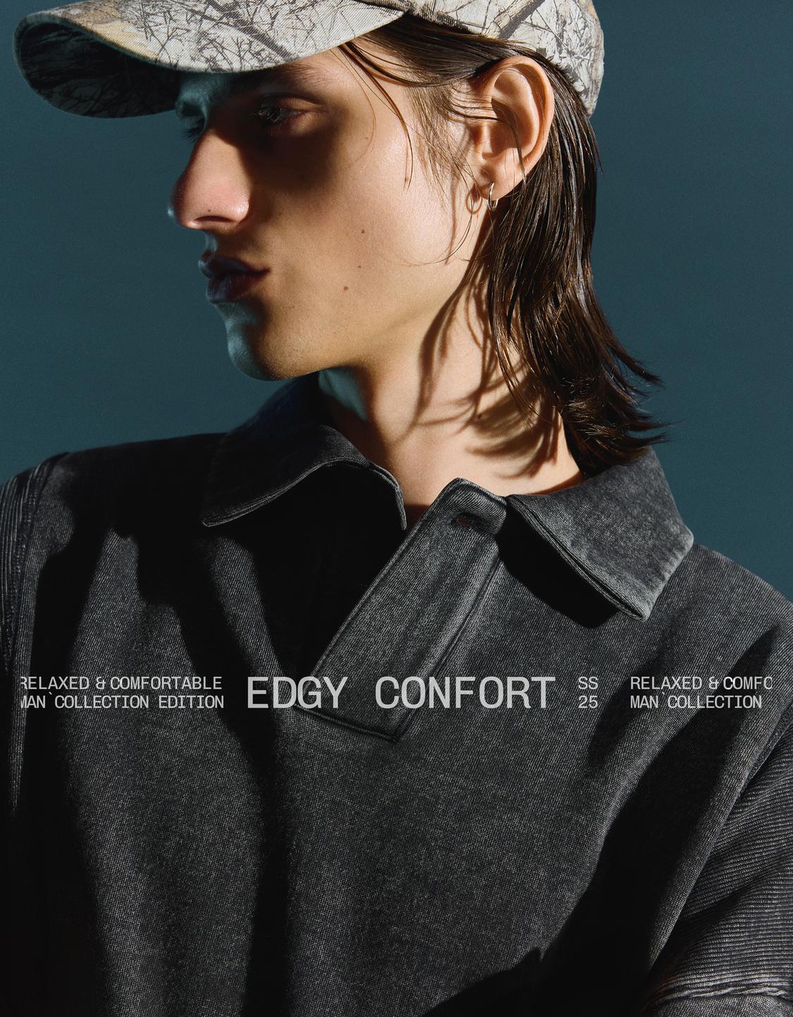 Oversize polo collar sweatshirt