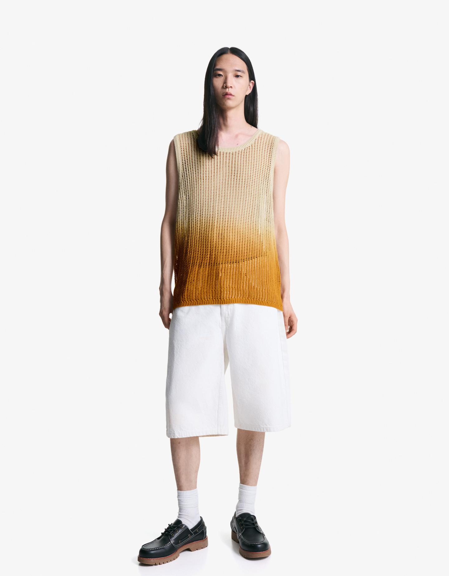 Bershka dzianinowa kamizelka beżowy