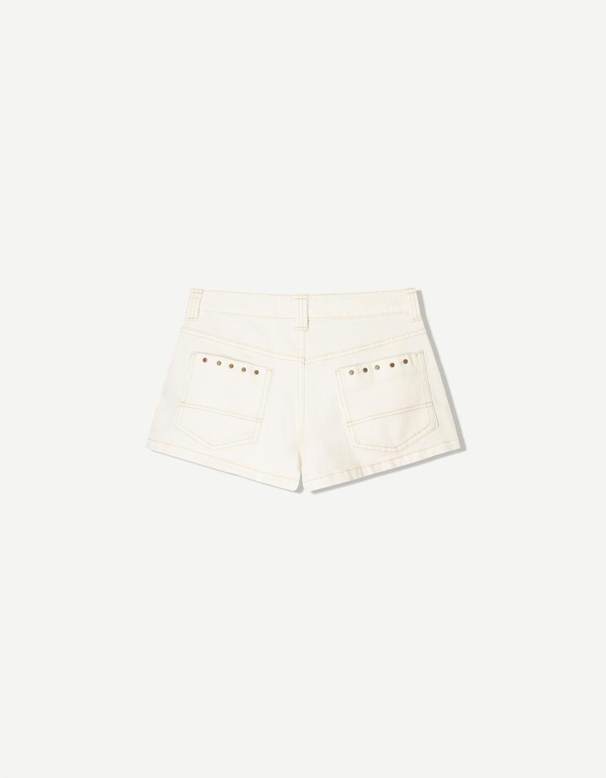 Voluminøse shorts med nitter-Off-white