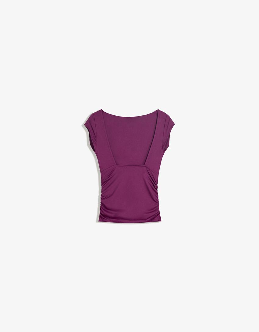 T-shirt manga curta poliamida-Roxo-4