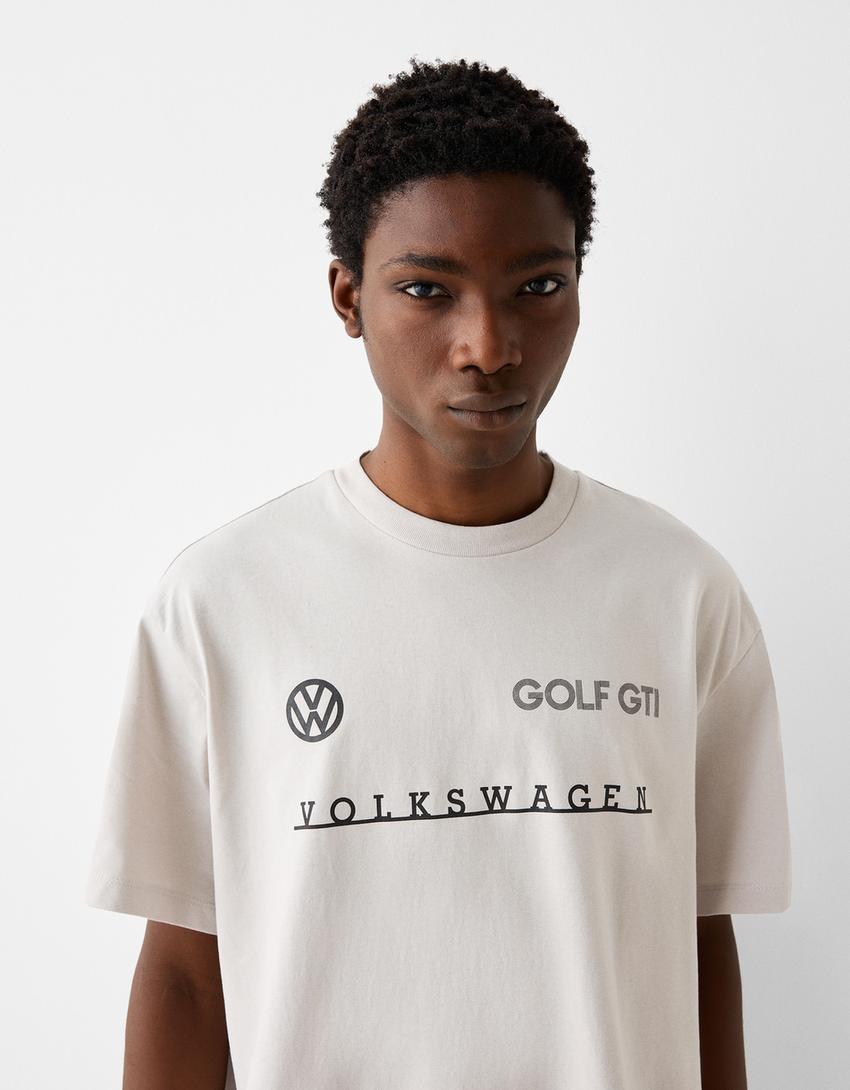 T-shirt Volkswagen Golf manches courtes boxy fit-Camel-2