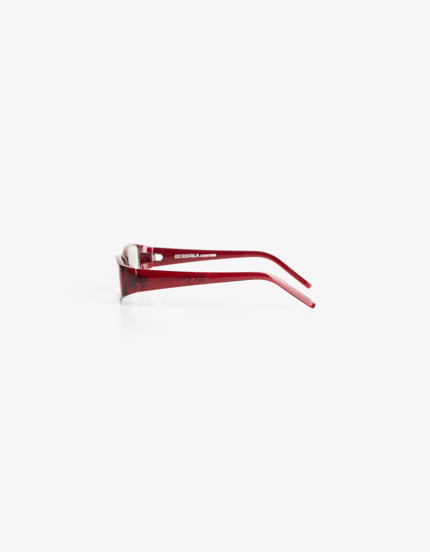 Lunettes rectangulaires en acétate filtre lumière bleue-Bordeaux-2