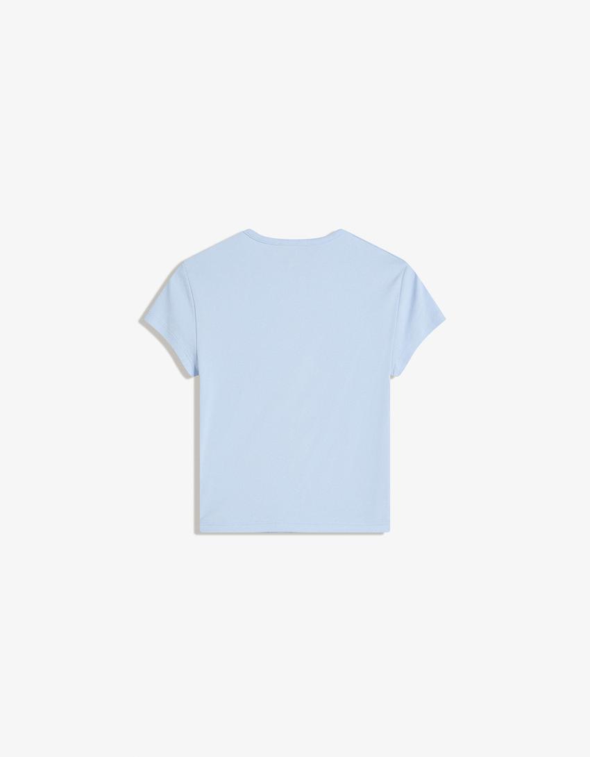 Camiseta manga corta print-Azul claro-4