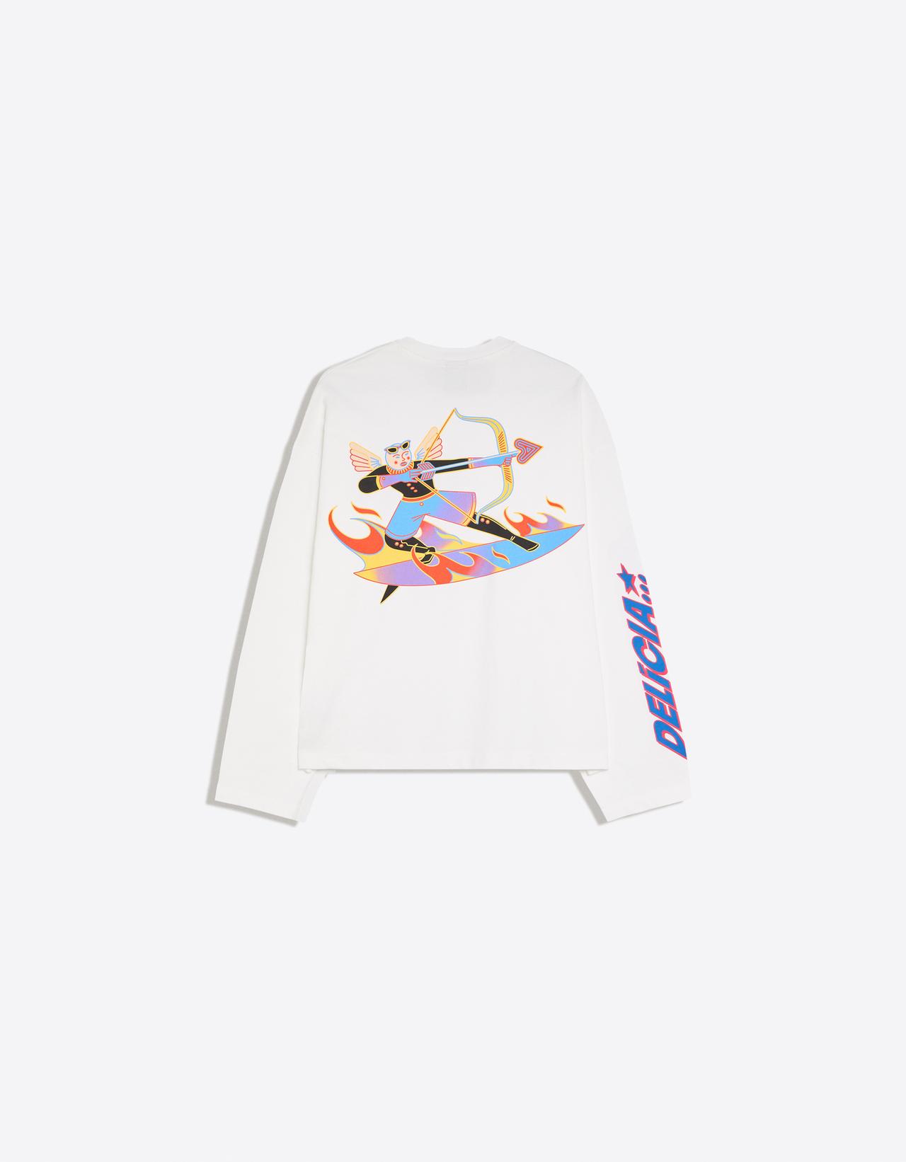 Long sleeve boxy print JUN IONEDA T-shirt — White