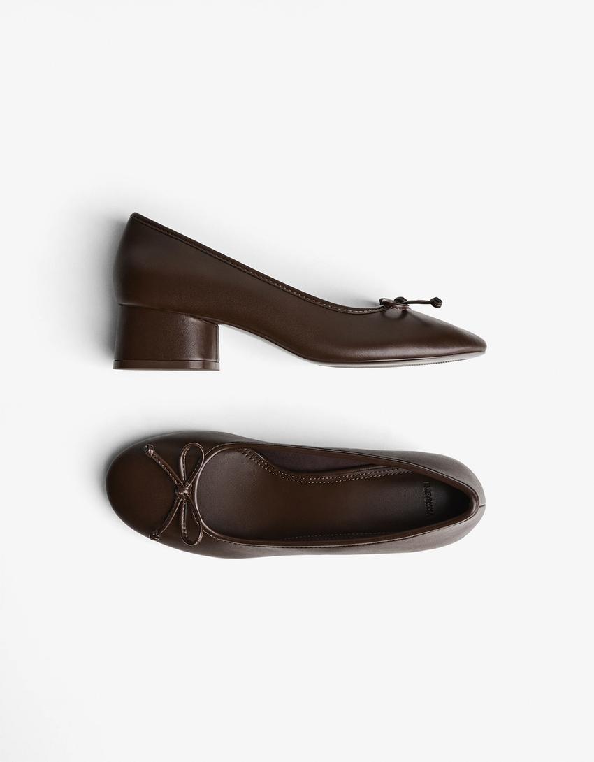 Heeled ballerinas-Brown