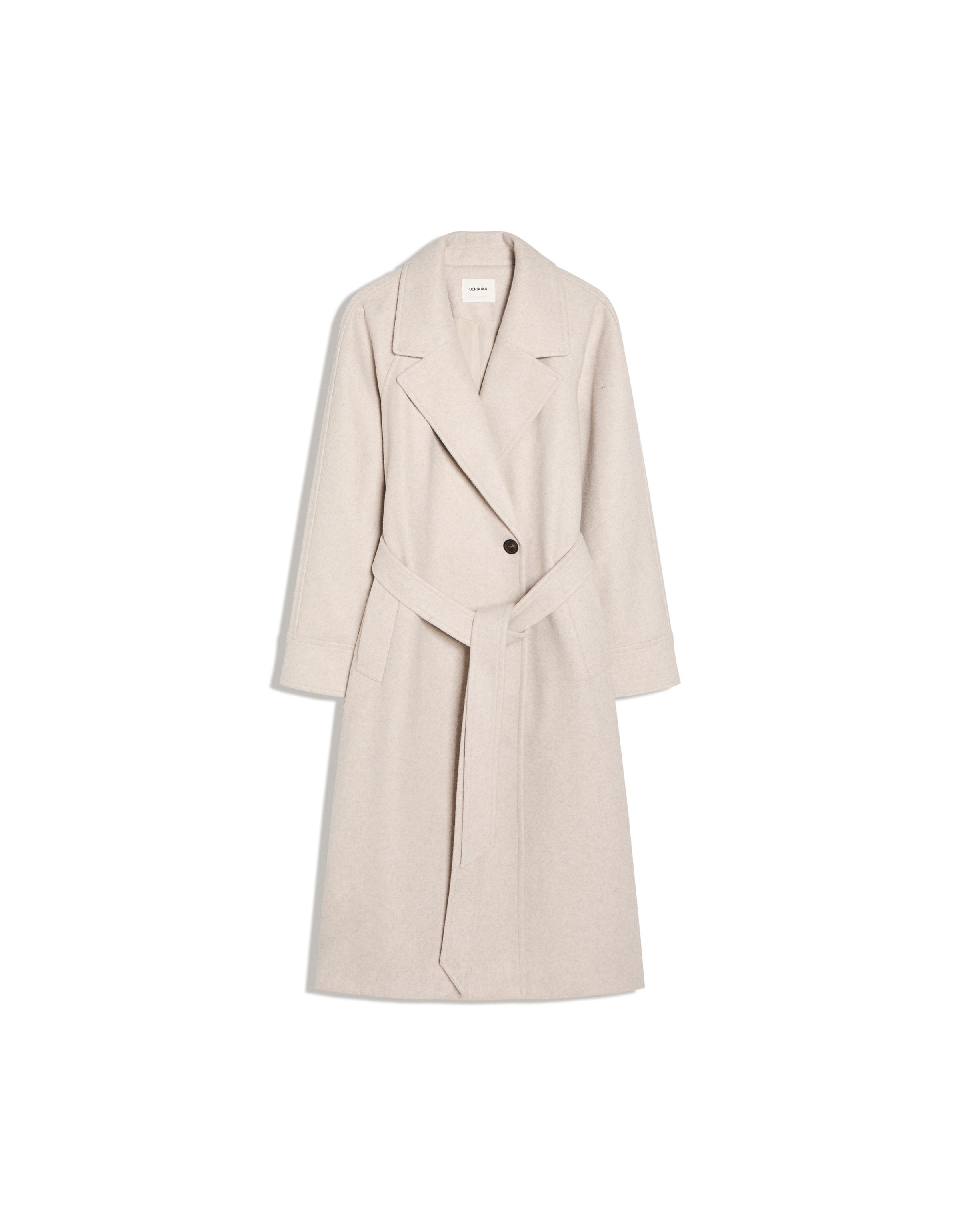 Long soft belted coat — Beige