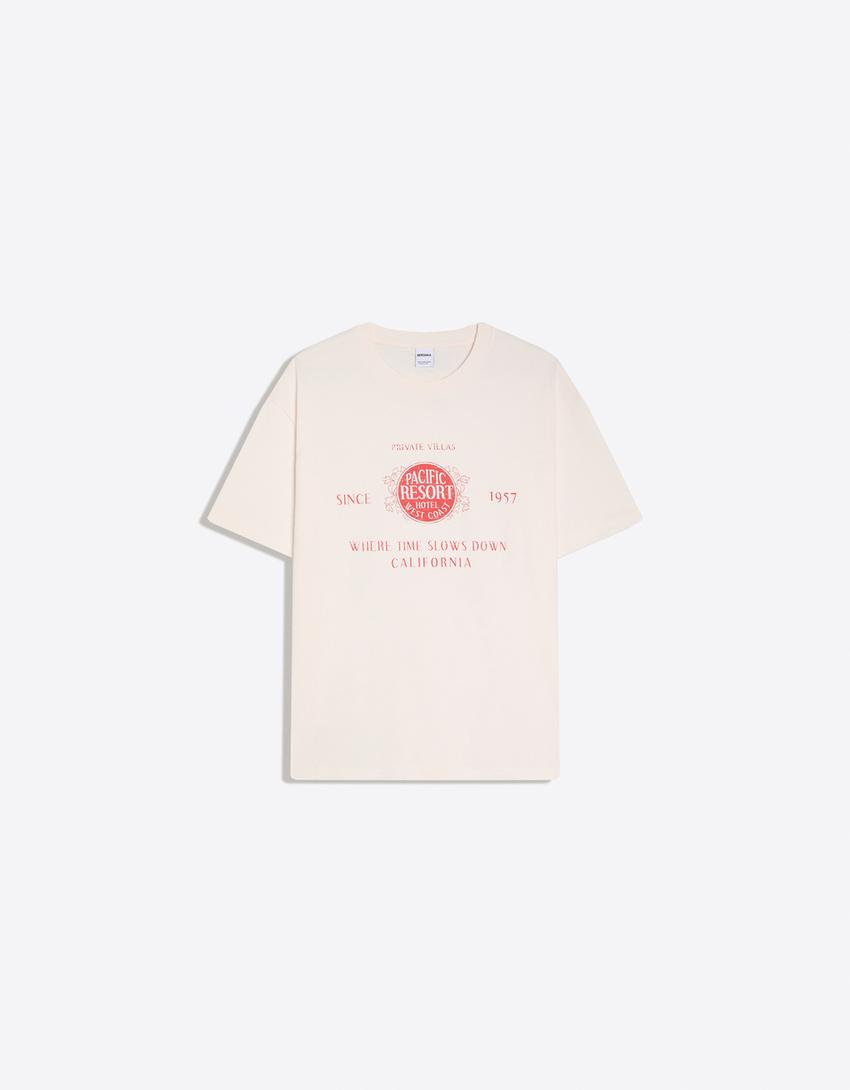 Relaxed fit printed T-shirt-Pink