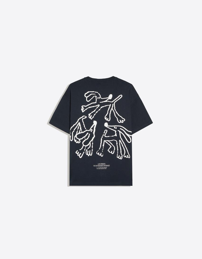 T-shirt manches courtes imprimé DEPRESION SONORA-Marine