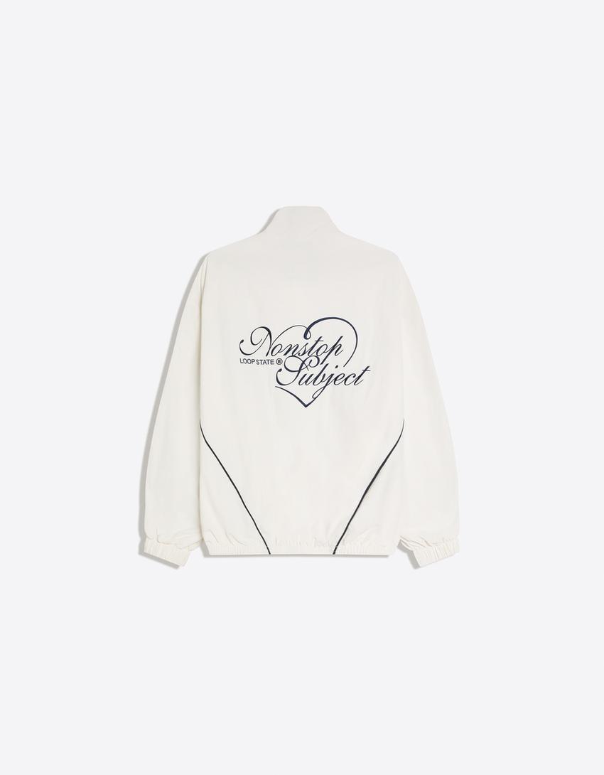 Blouson technique brodé-Blanc cassé