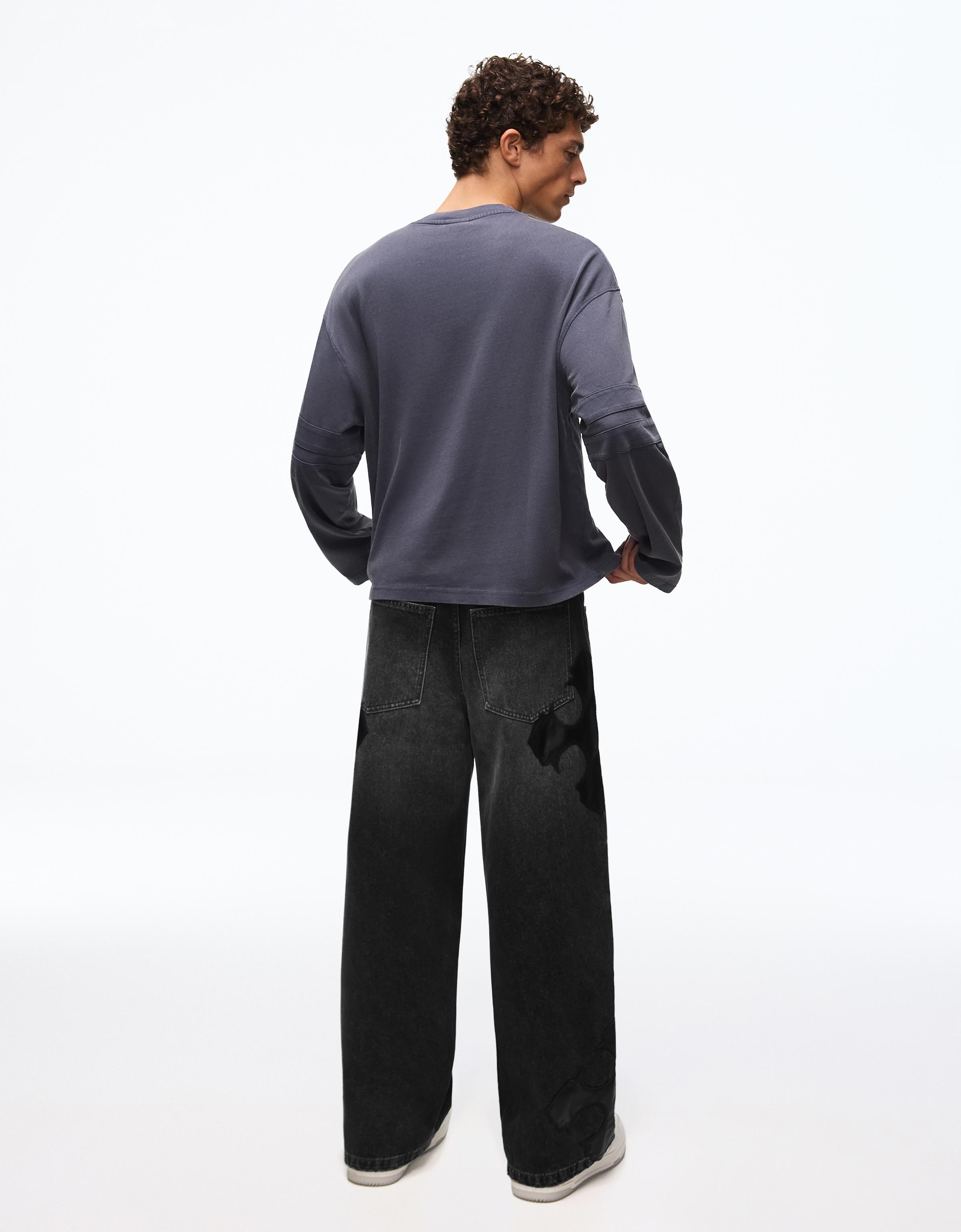 Patchwork barrel jeans — Black