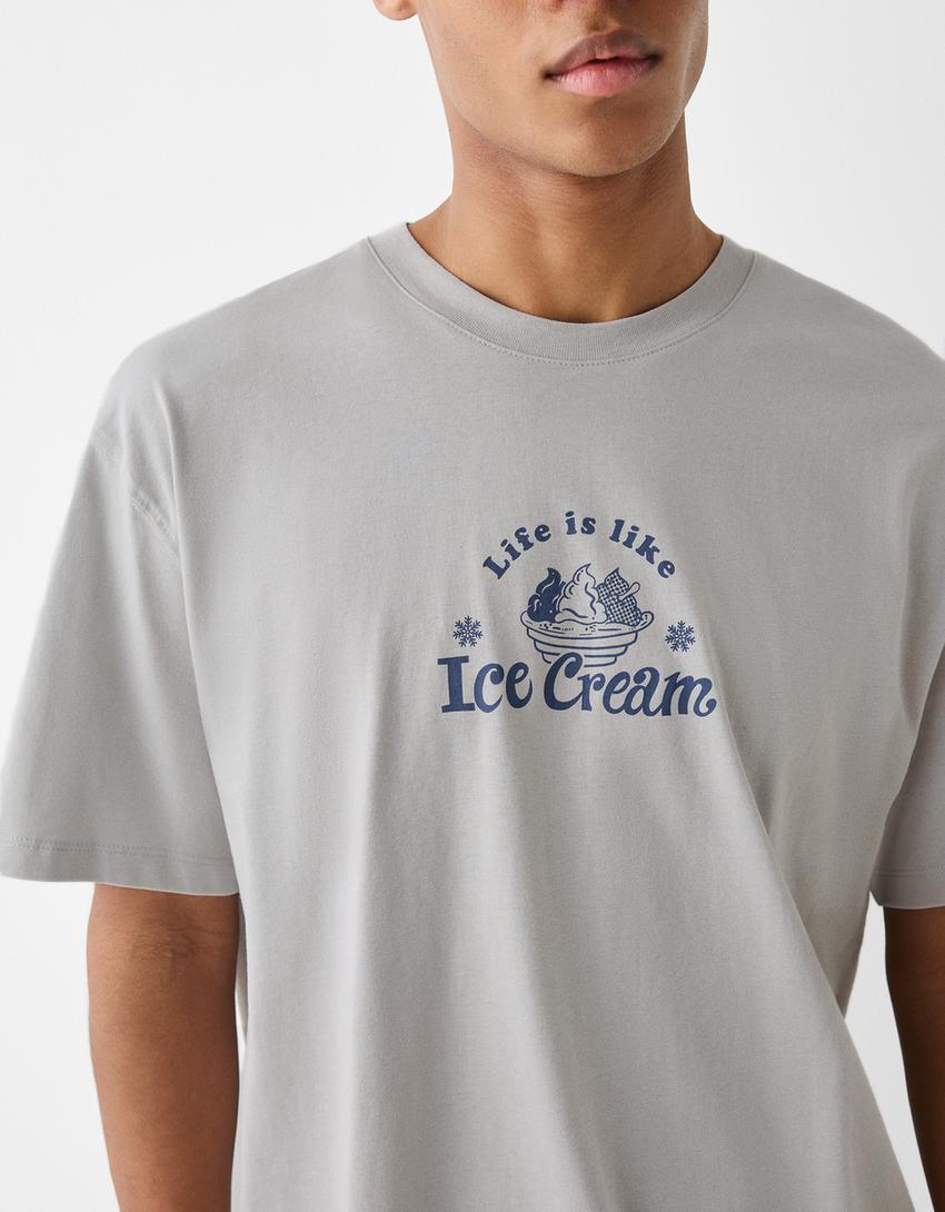 T-shirt manches courtes boxy fit imprimé-Pierre-6