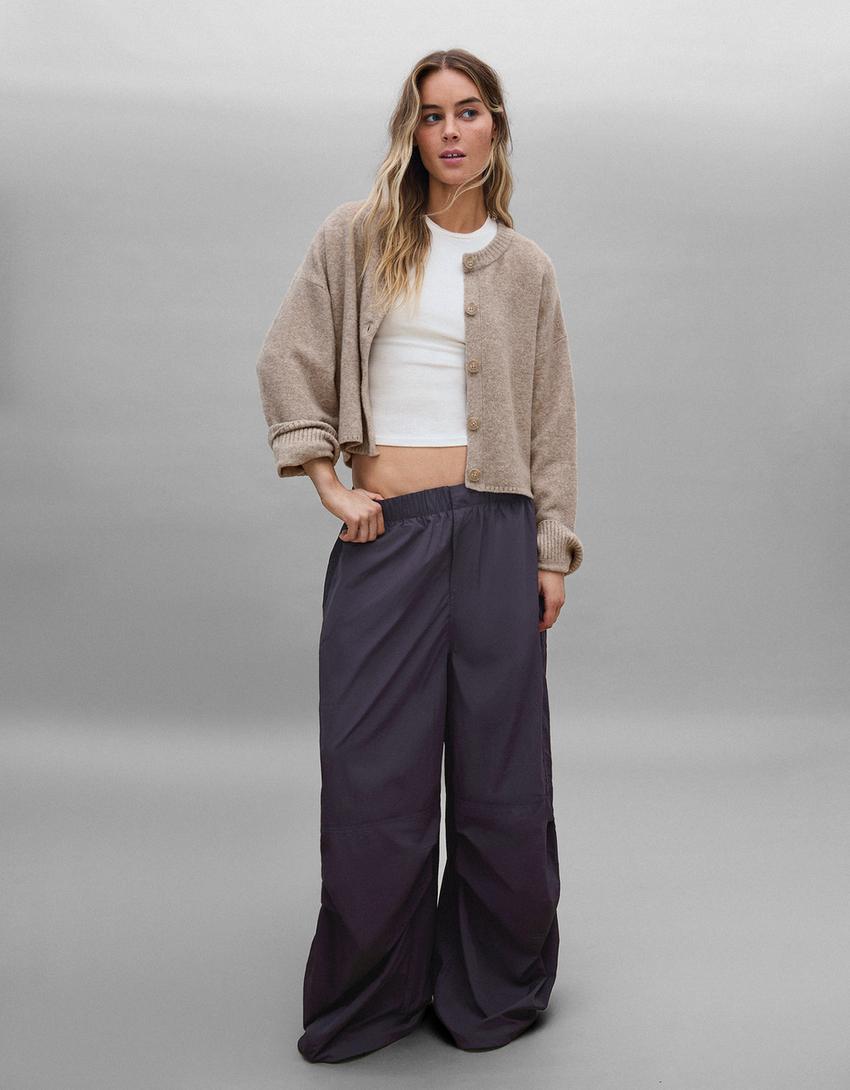 Soft touch round neck jacket-Grey