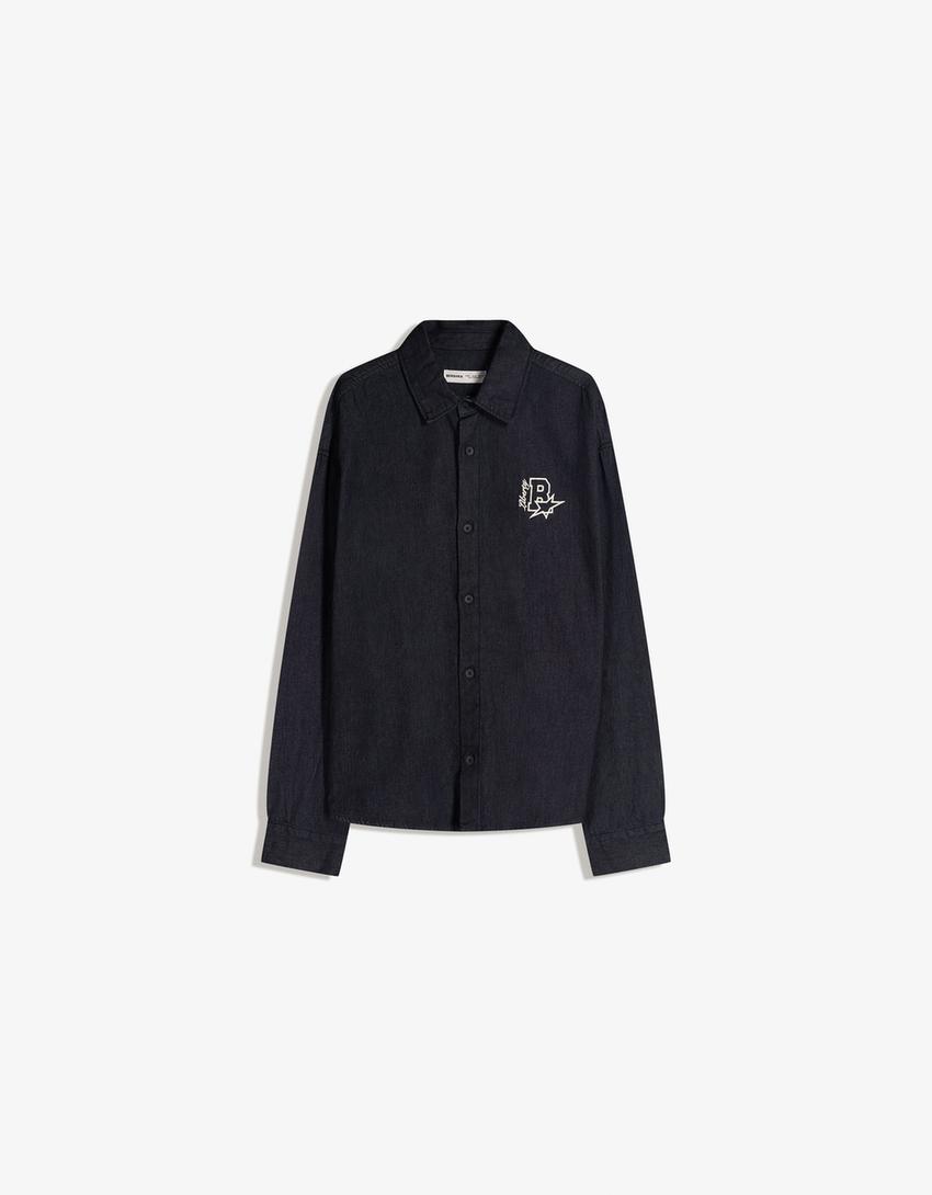 Oversized denim shirt-Blue