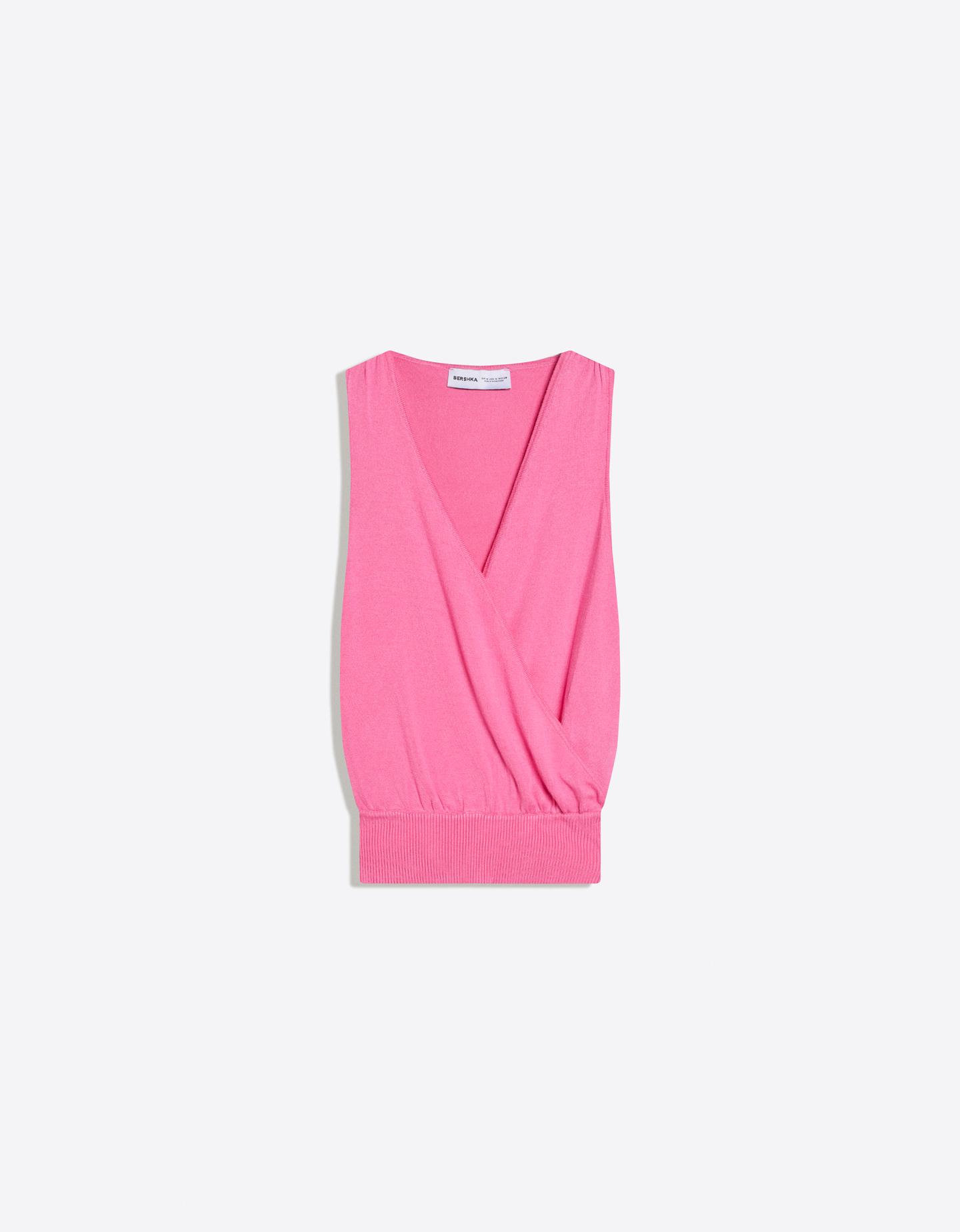 Bershka Top Incrociato A Fascia Donna L Rosa