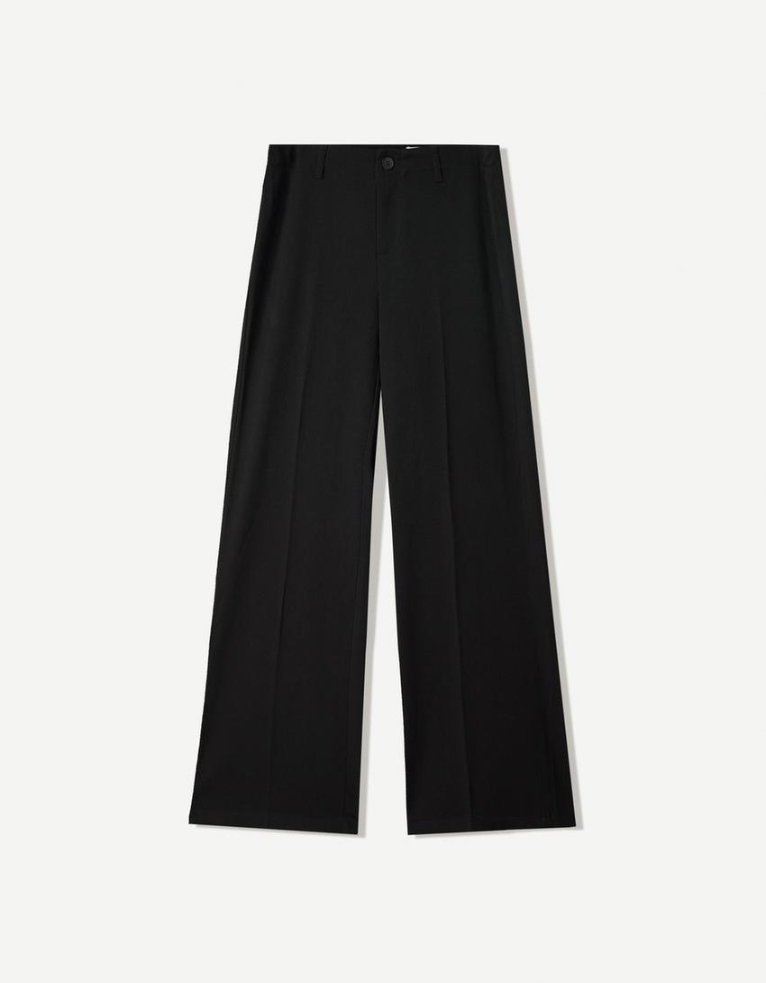 Calças wide leg-Preto-4