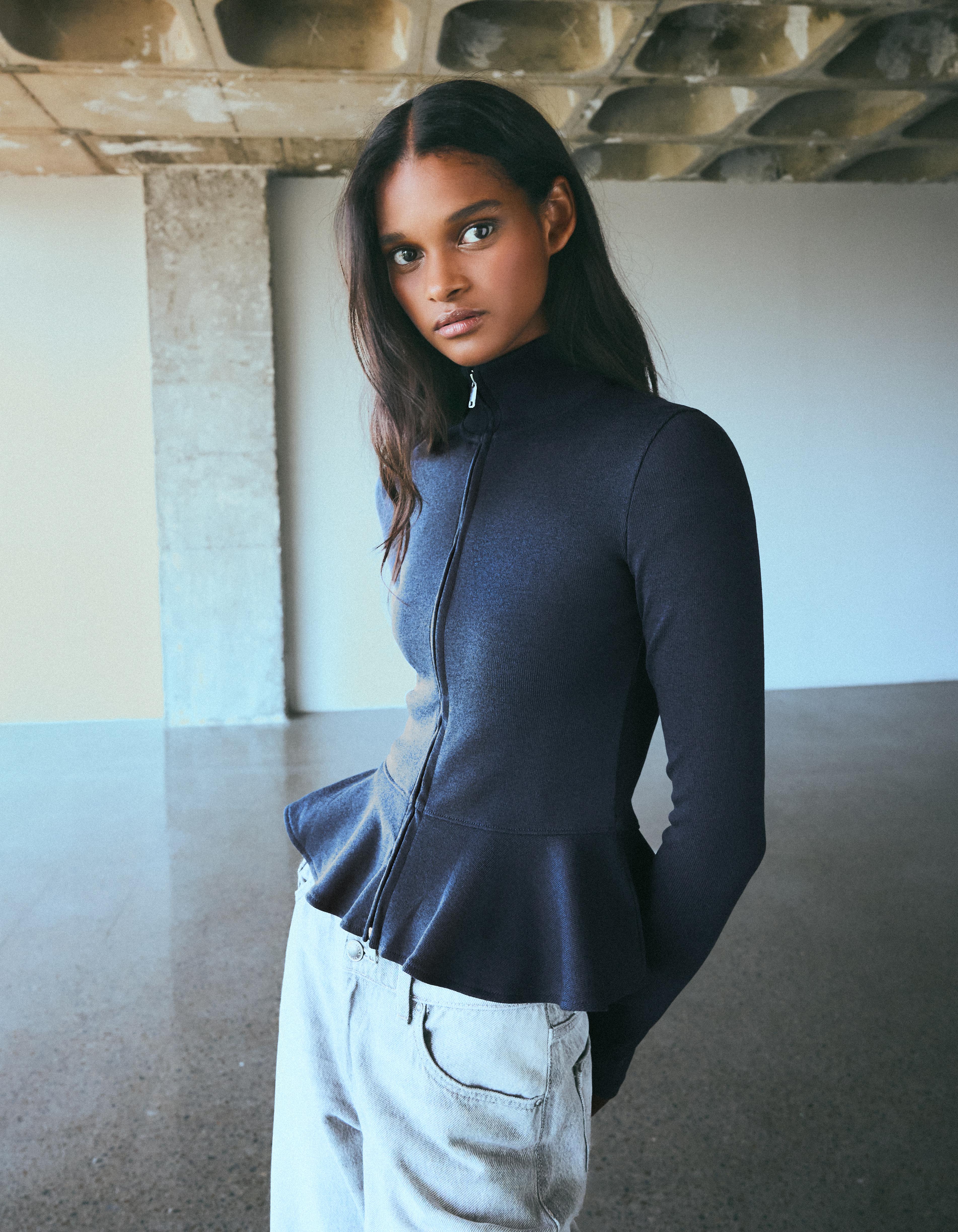 Bershka Dik yaka peplum ceket görsel 7