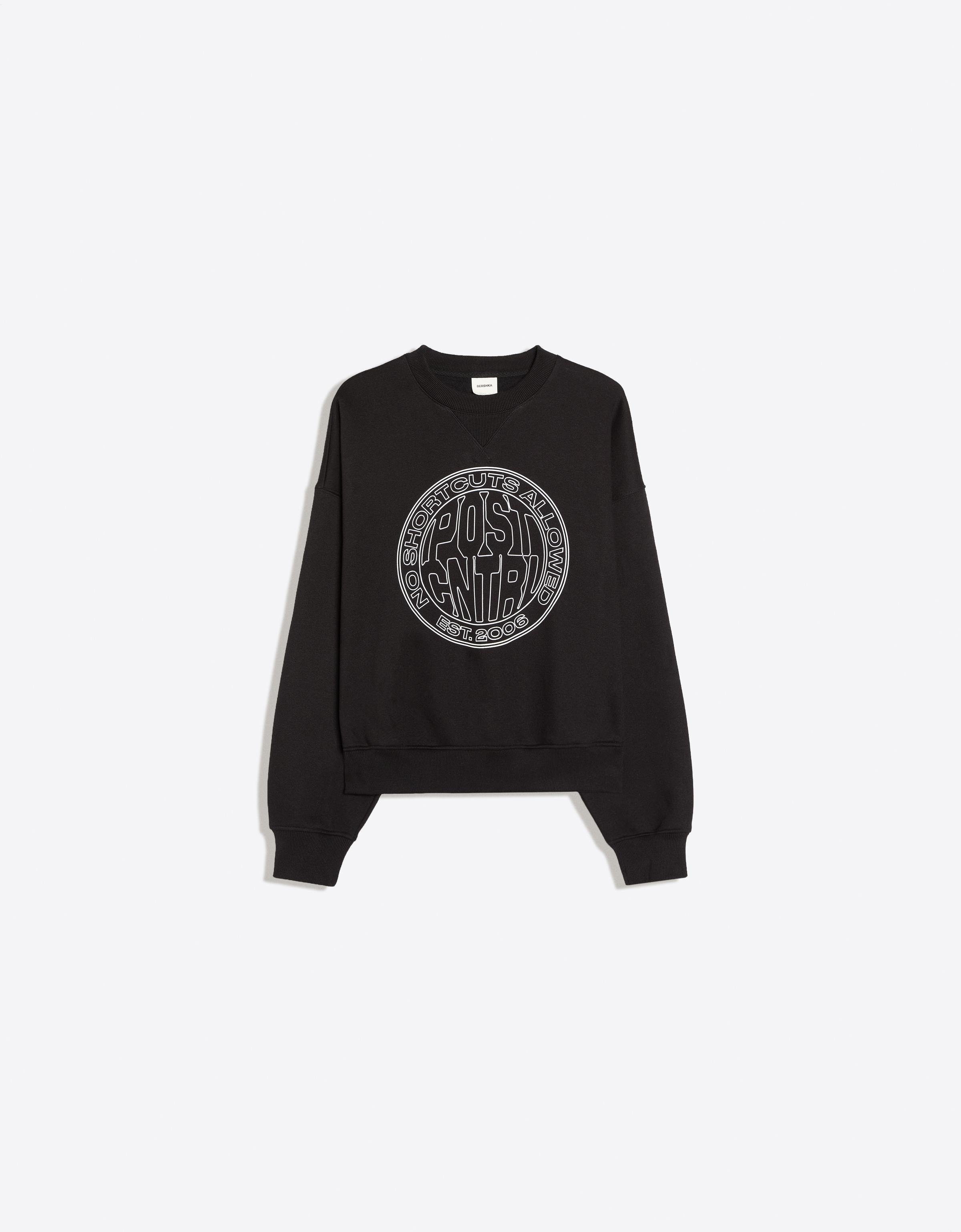 Round neck print sweatshirt — Black