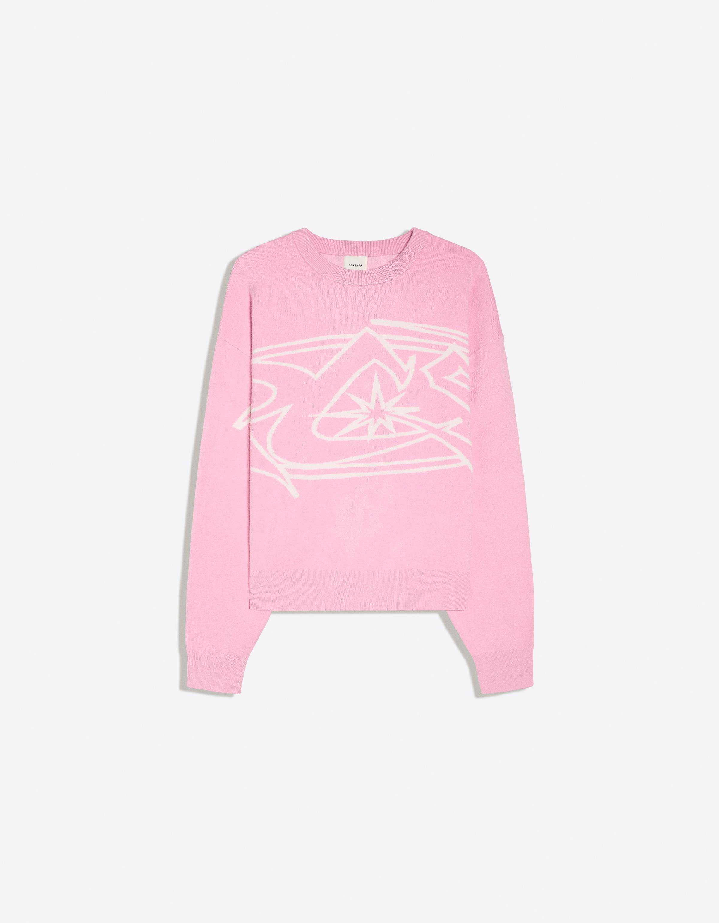 Printed round neck jumper — Pink
