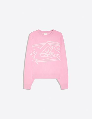 Printed round neck jumper — Pink 5