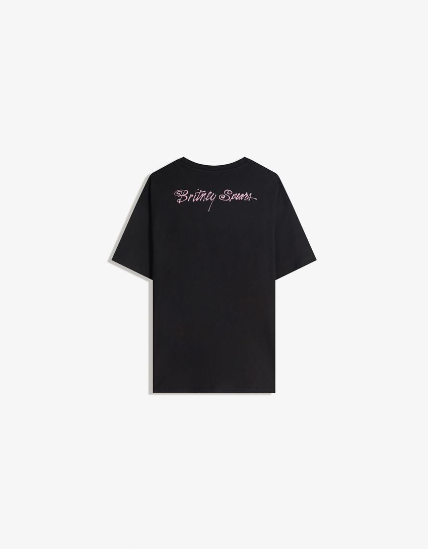 Britney Spears short sleeve print T-shirt-Black