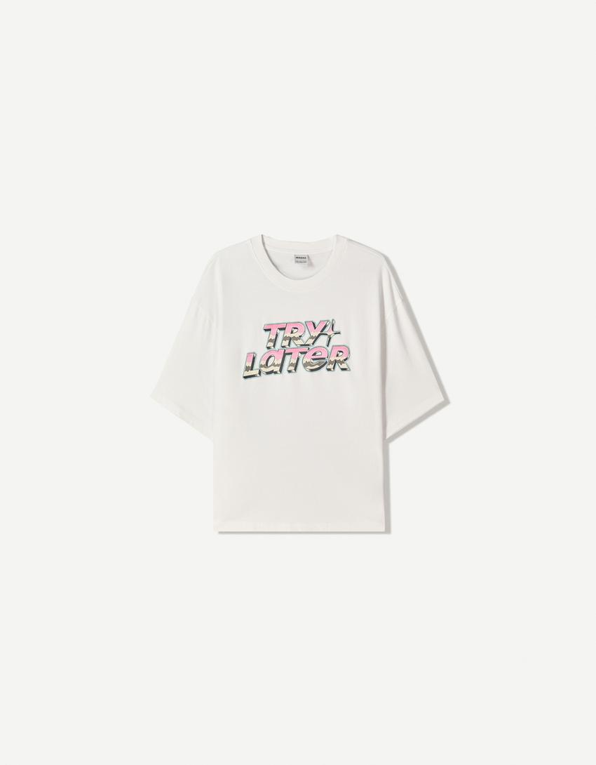 Camiseta manga corta cropped print-Blanco-4