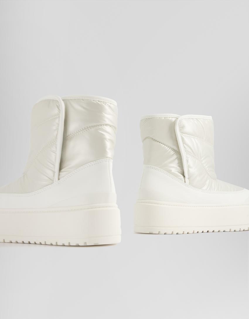 Padded platform ankle boots-WHITE-3