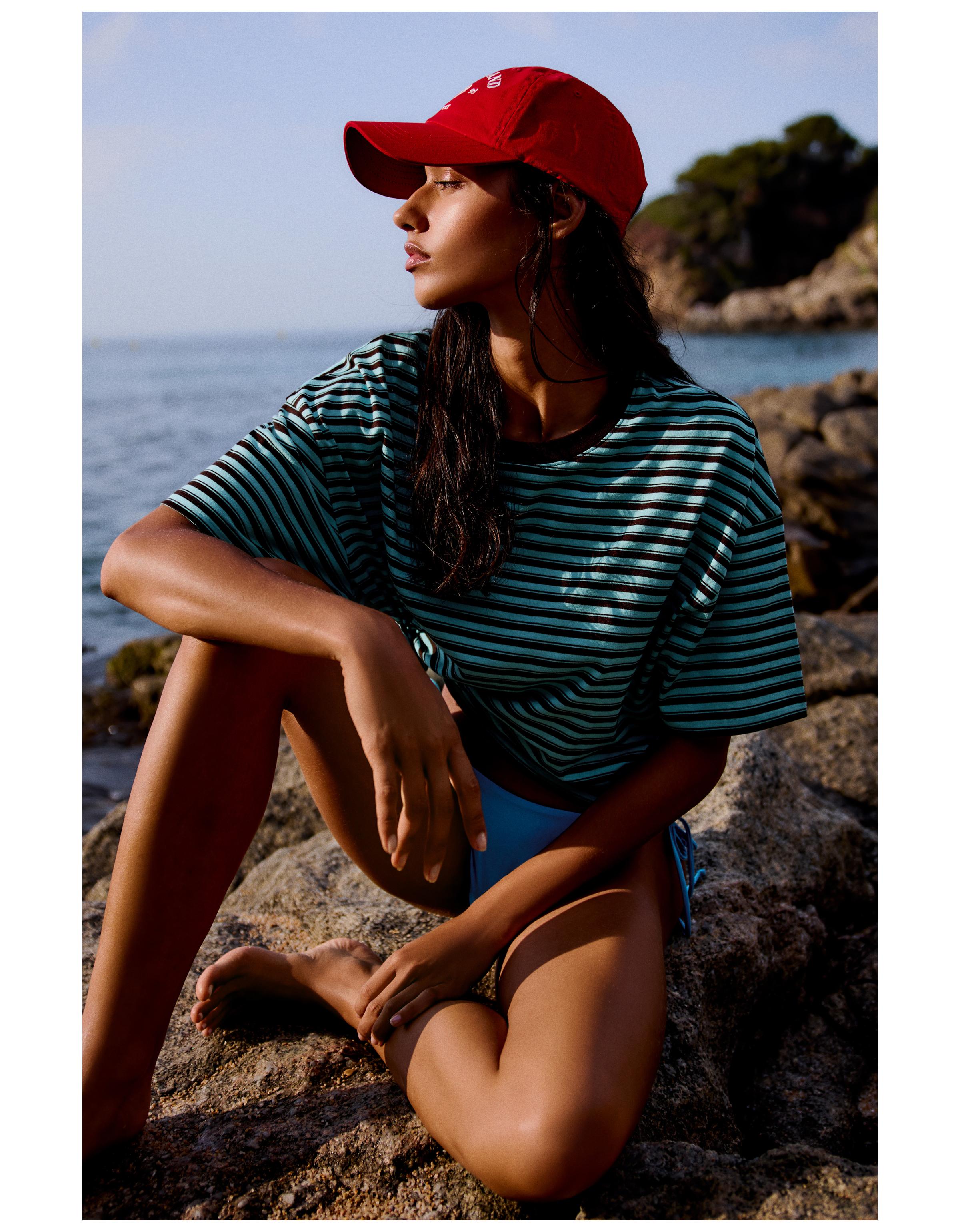 Boxy fit striped T-shirt — Blue