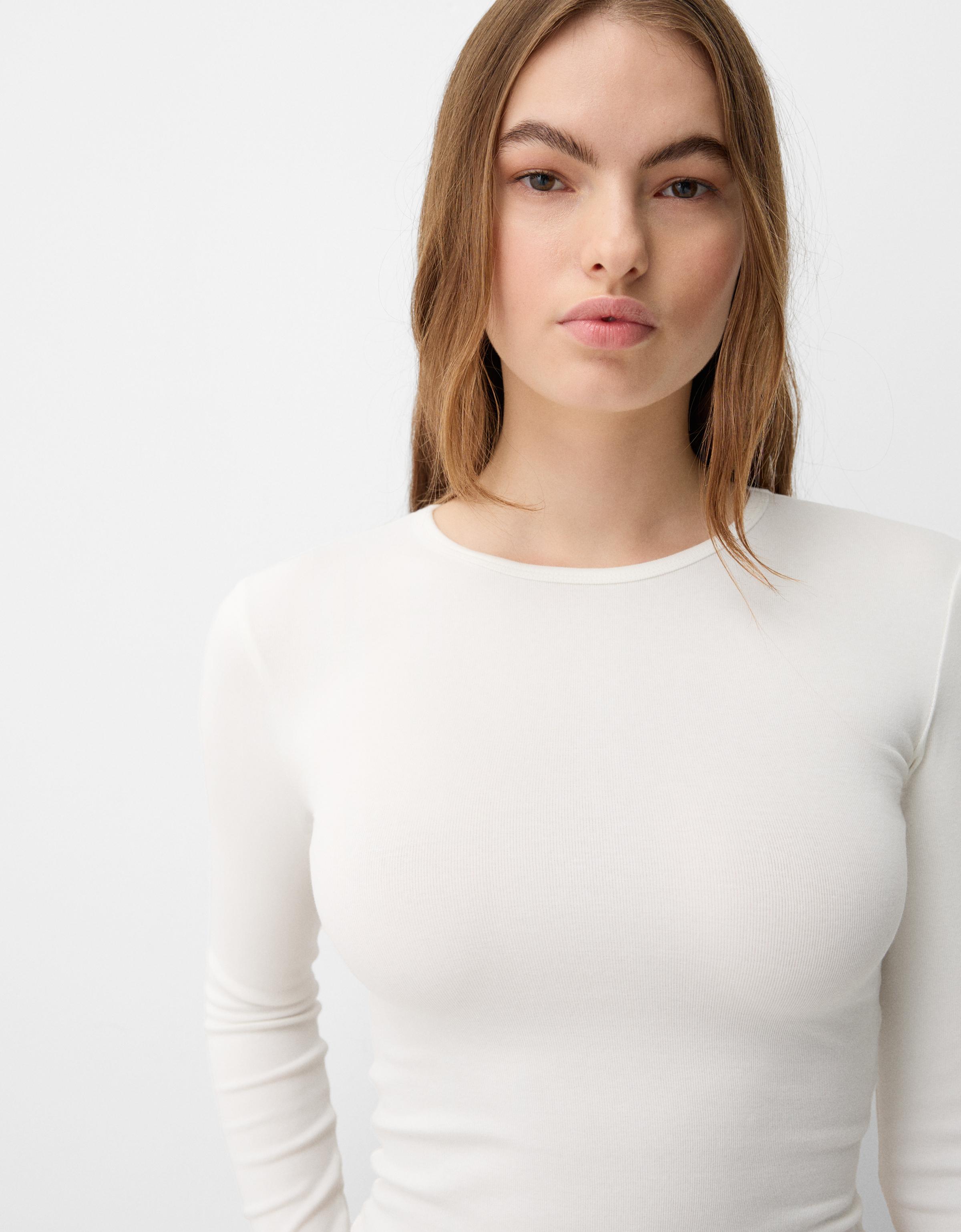 【COSYHARU】Thin Deki Round Long Sleeve Tee Long sleeve T-shirt - T-shirts - BSK Teen | Bershka
