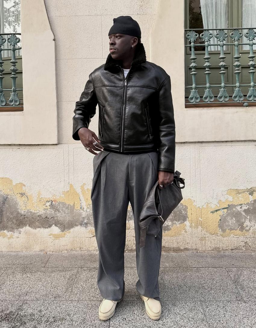 Leather effect jacket-Black