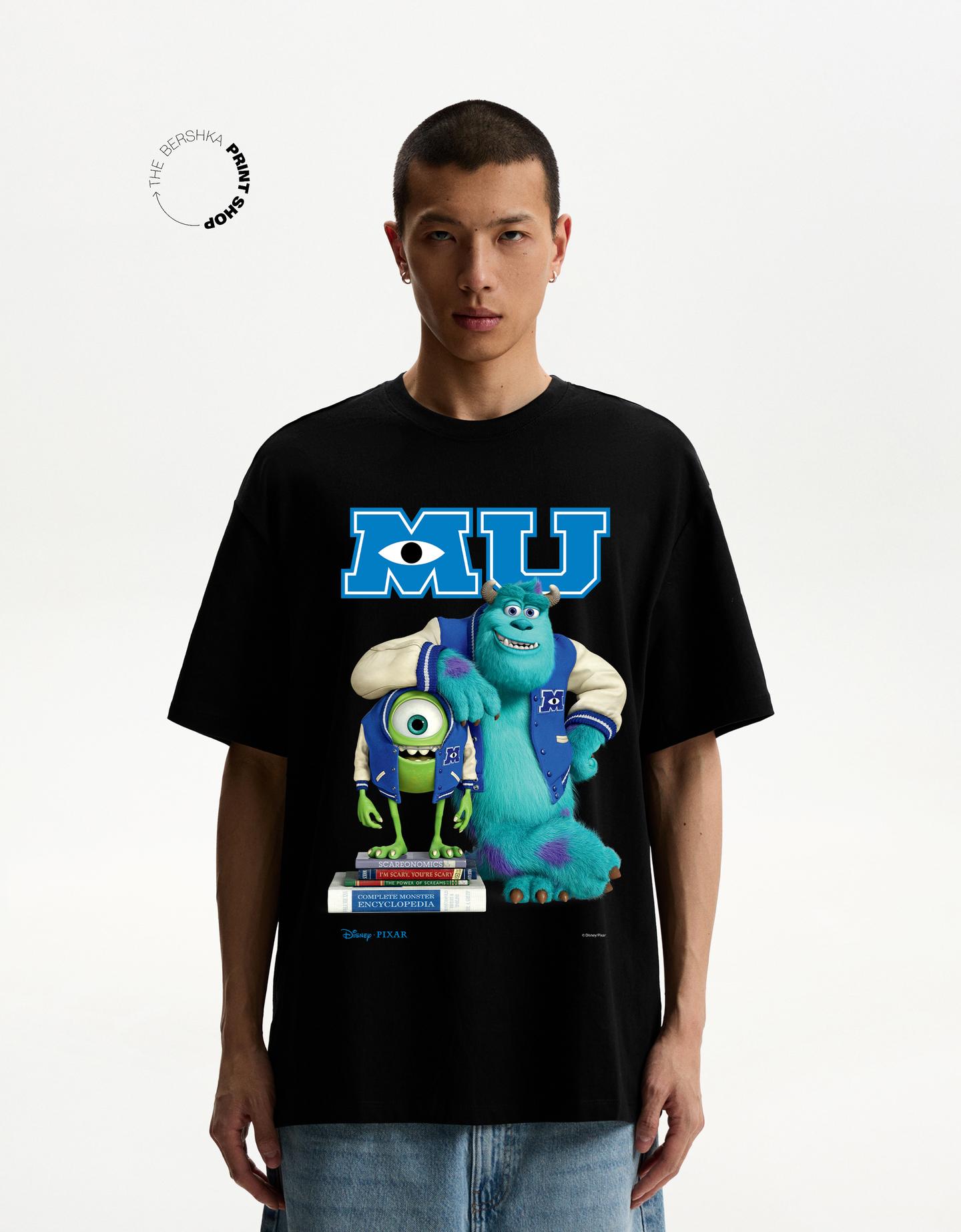 Bershka koszulka z krótkim rękawem monsters, inc czarny