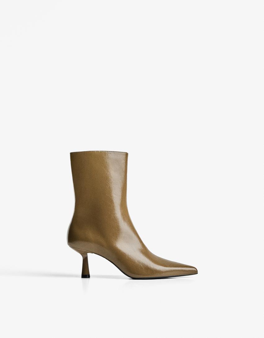 Kitten heel ankle boots-KHAKI