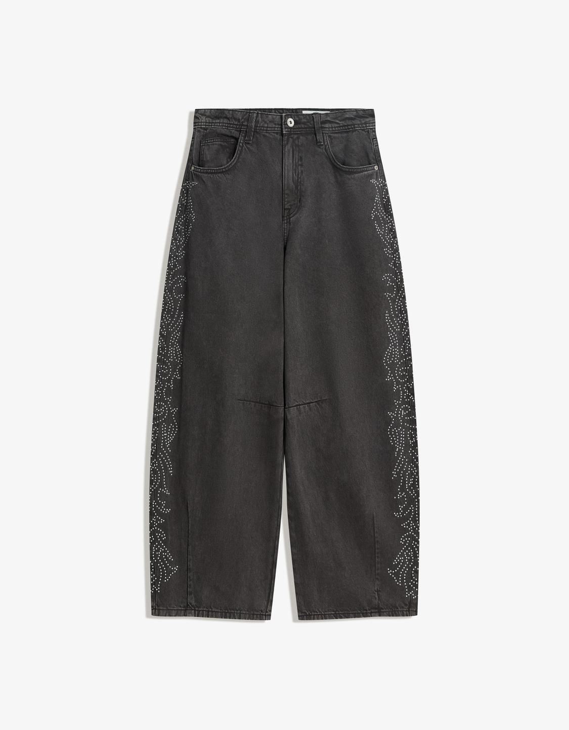 Barrel trousers with shimmery detail