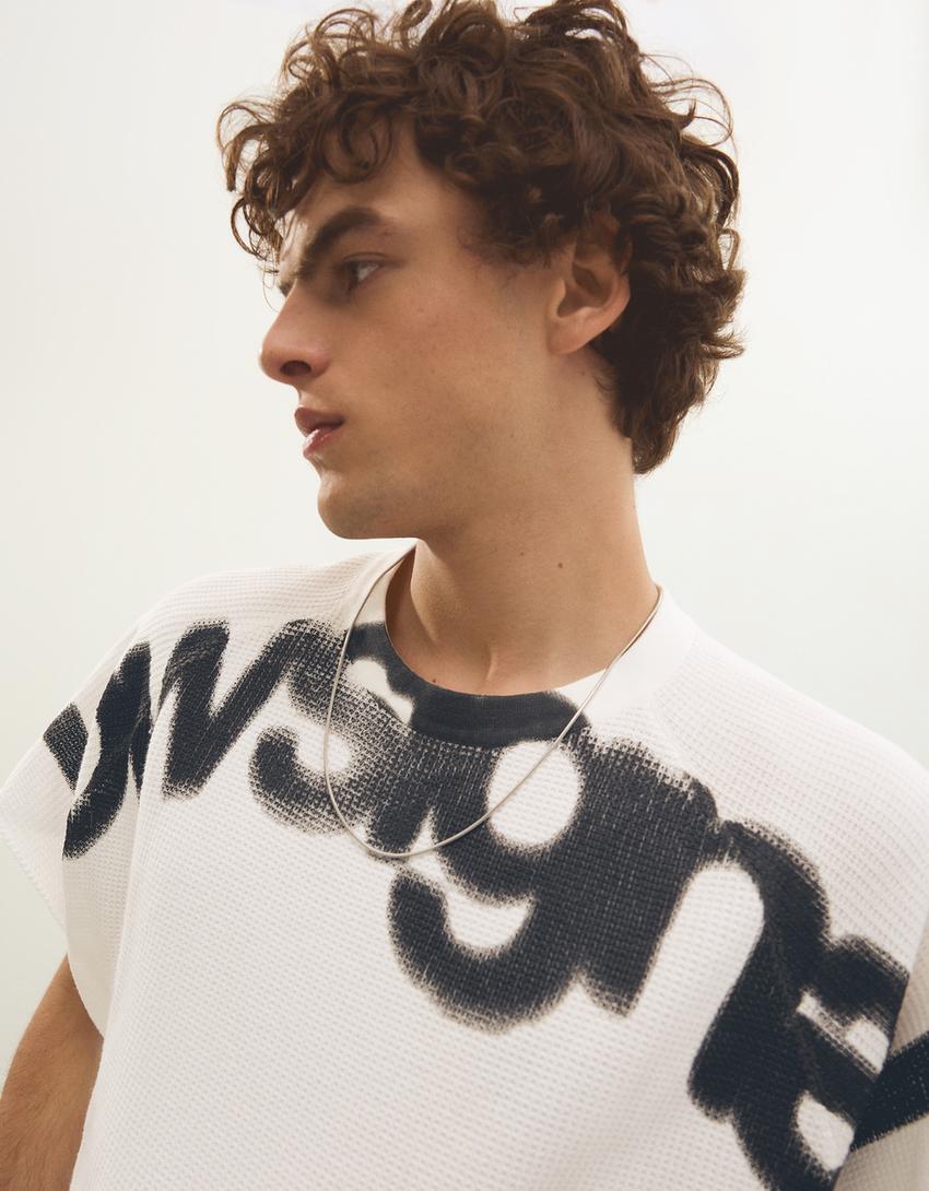 Worker graphic T-shirt-White