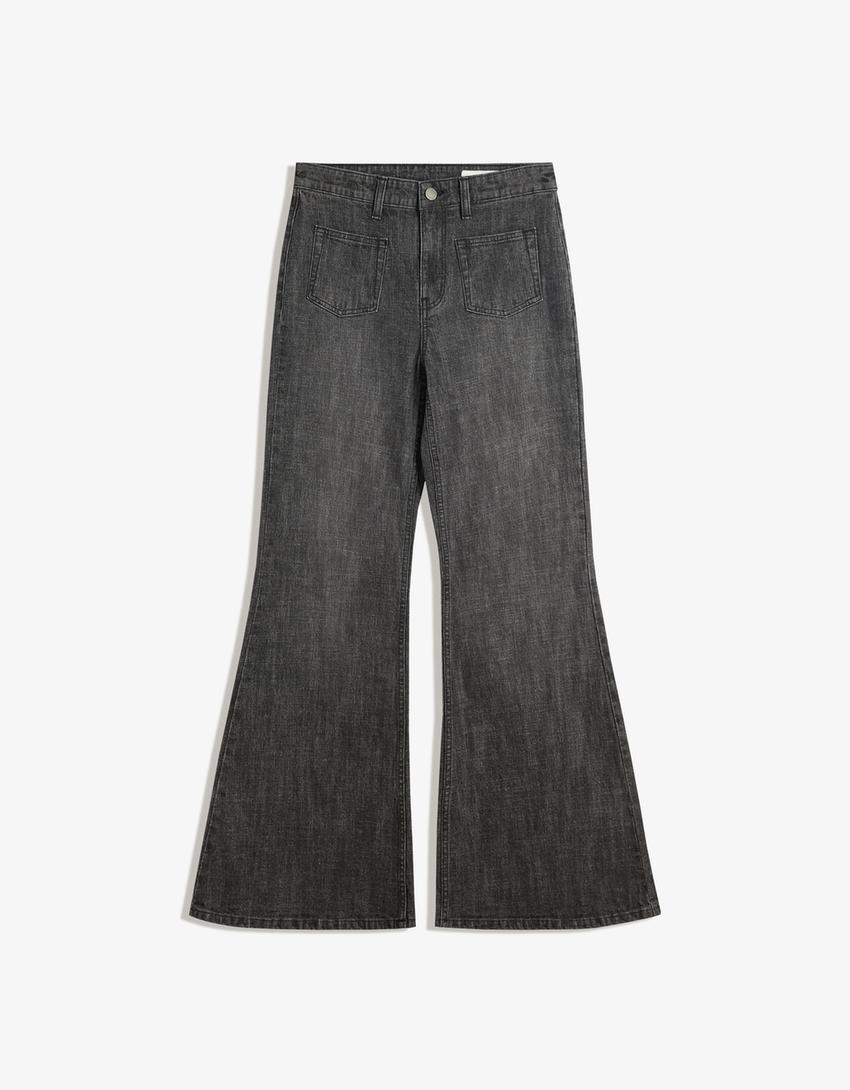 Jeans flare confort poches-Noir