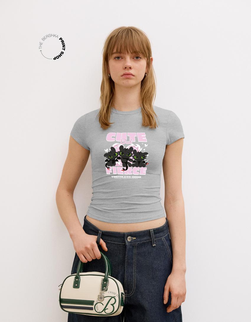 Bershka Acid Wash Bershka Tee Shirt Dragon Printed Tshirts Tee