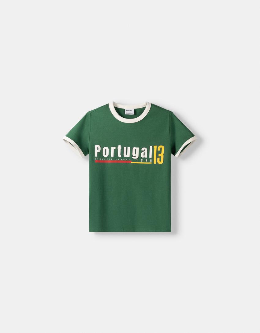 Kısa kollu kontrast detaylı spor t-shirt-Yeşil-5