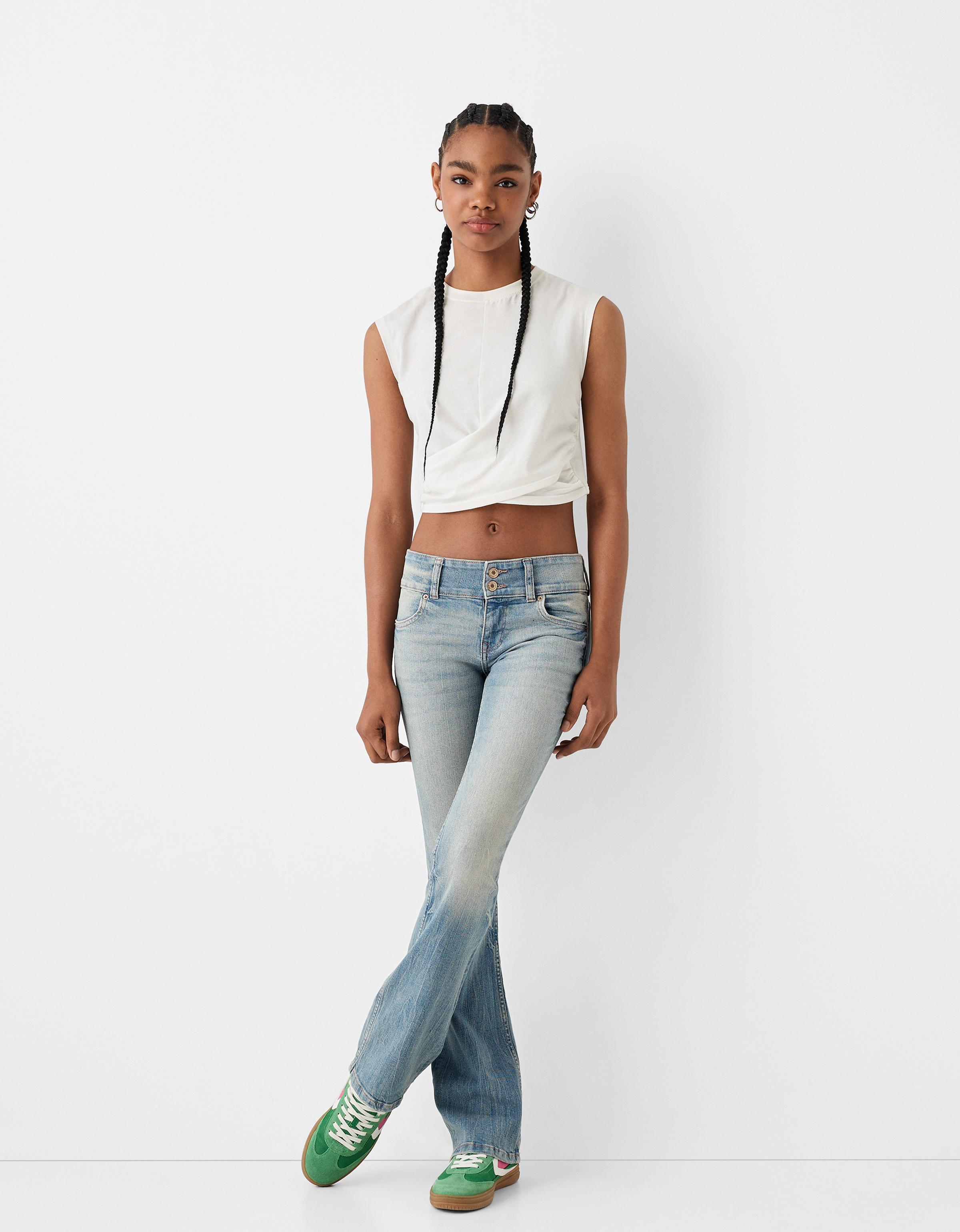 Low waist boot cut jeans Jeans BSK Teen Bershka