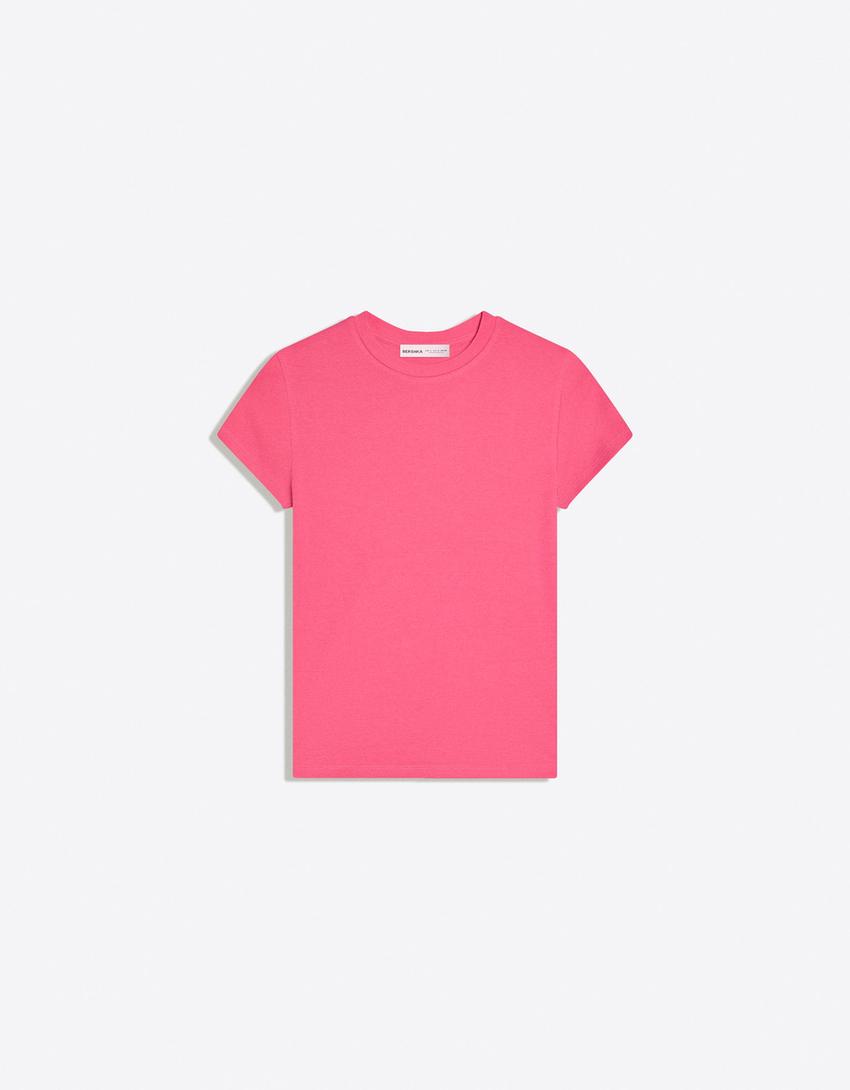 Short sleeve round neck T-shirt-Pink