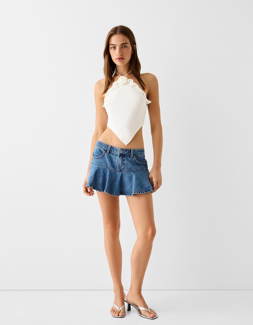 توب شيفون بتفصيل زهور-كريمي-3