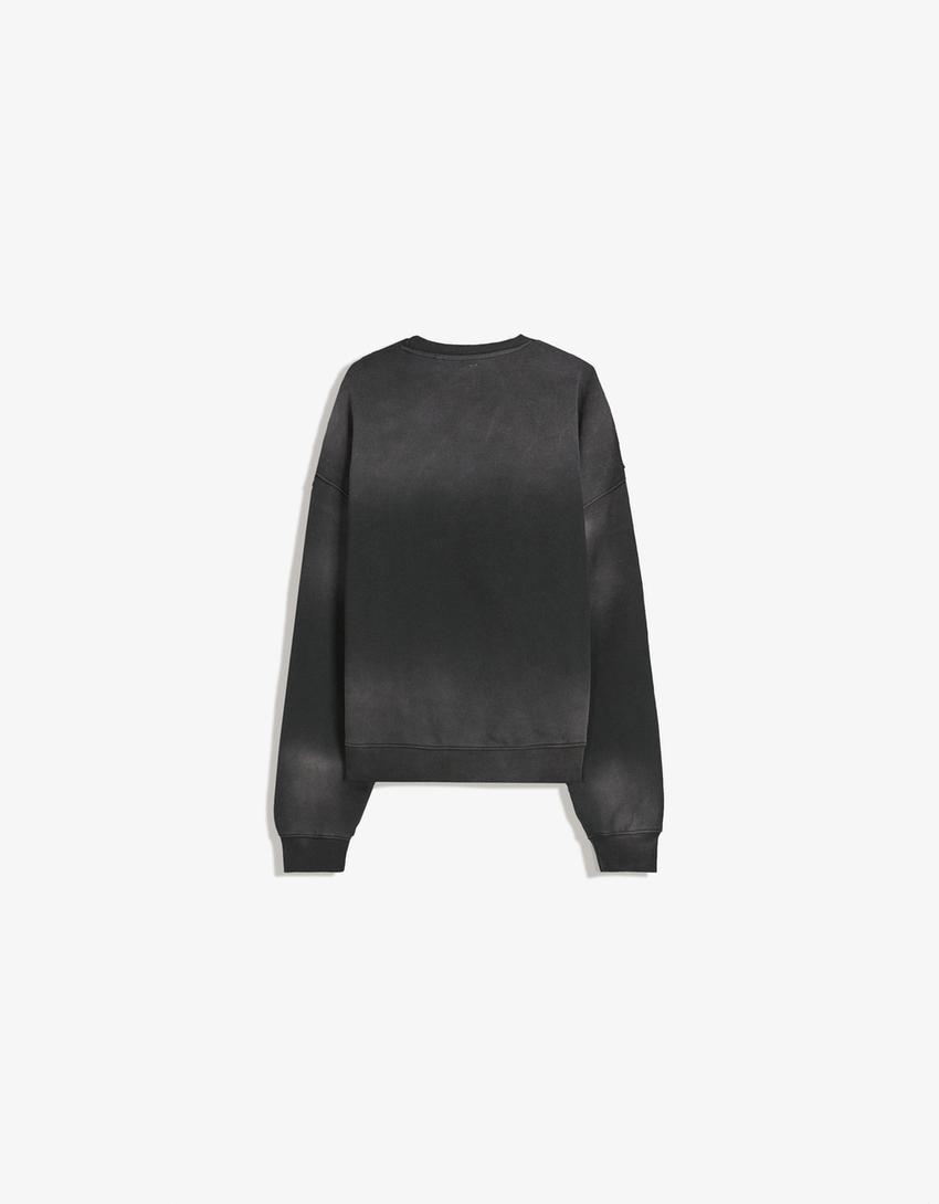 Oversize ležérna mikina s vyblednutým efektom-Sivá-5