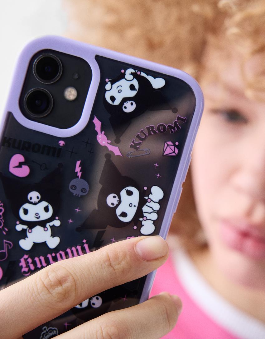 Capa telemóvel iPhone Kuromi charm-Roxo-1