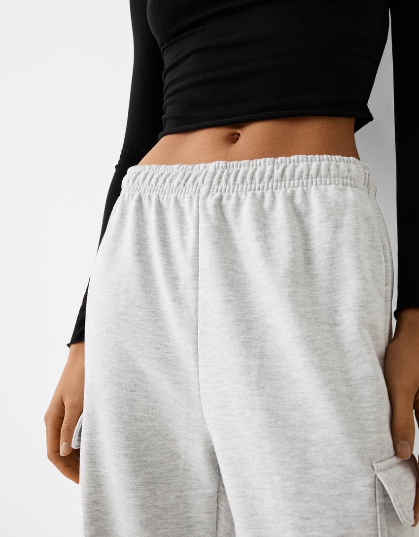 بنطلون رياضي بلش كارغو-رمادي-5