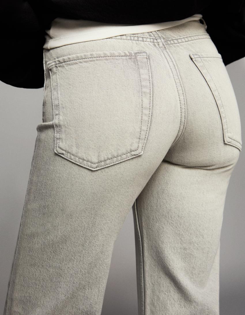 Jeans perna larga straight fit-Cinzento-escuro