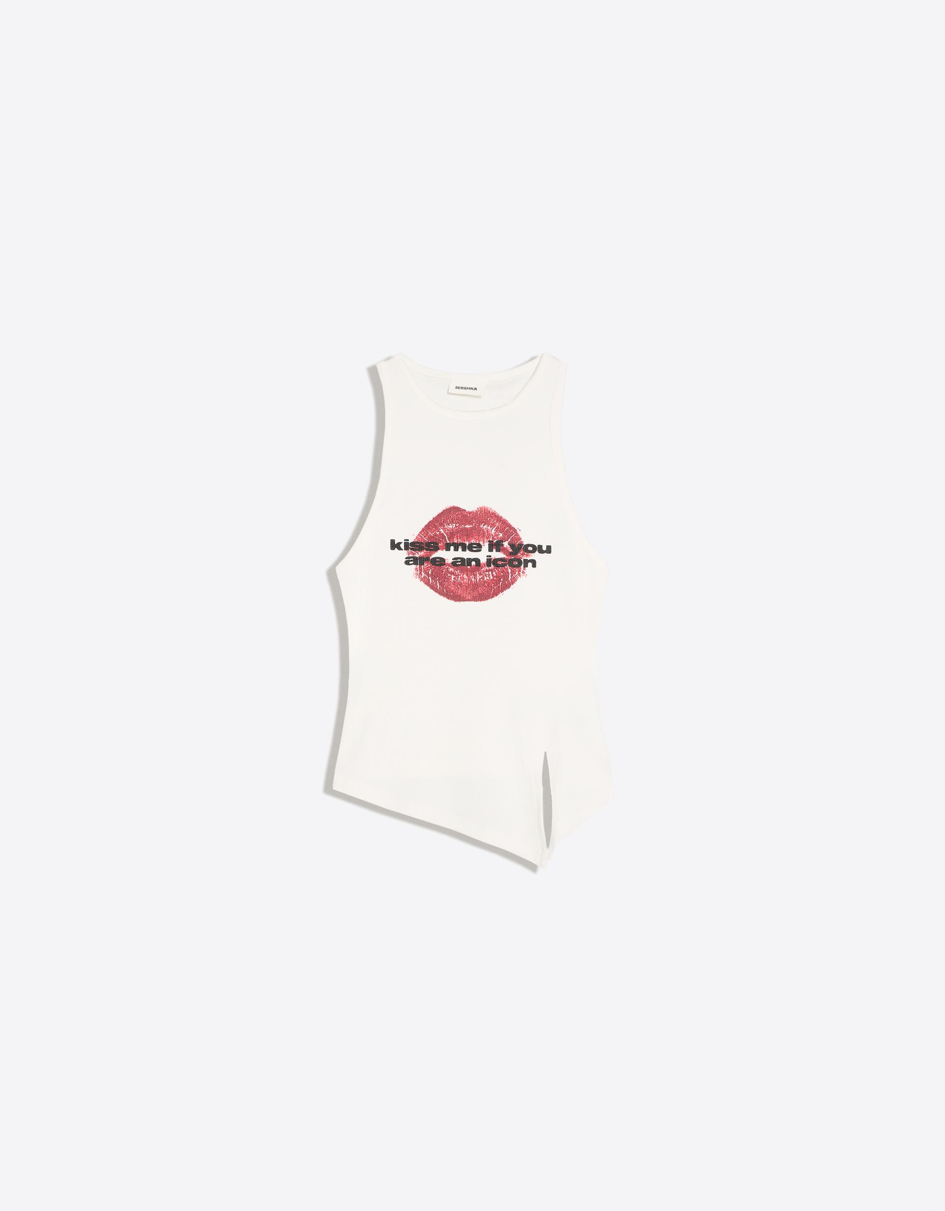 Weekend Sand — Asymmetric printed sleeveless top