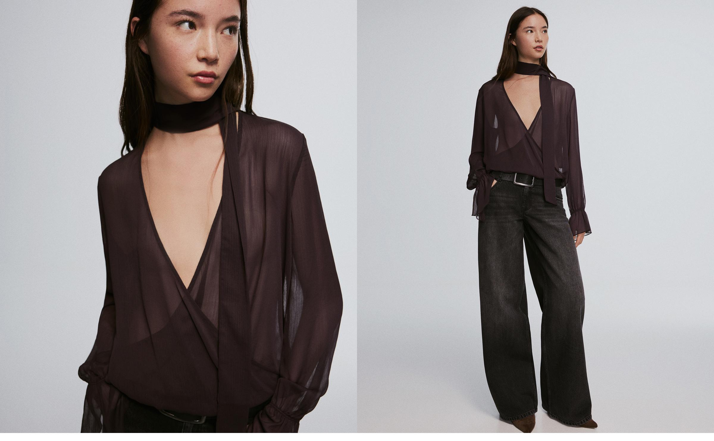 Uzun kollu kruvaze bluz - Görsel 20